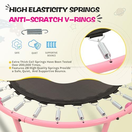 SkyBound Kids Trampoline Indoor 36 Inch - Kids Trampoline with Handle - |0mm Steel Pipe Mini Trampoline for Toddlers and