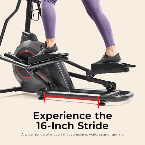 Sunny Health & Fitness Smart Upright Elliptical w/Pulse Sensor for Home Exercise, Indoor Full-Body Cross-Training Machin