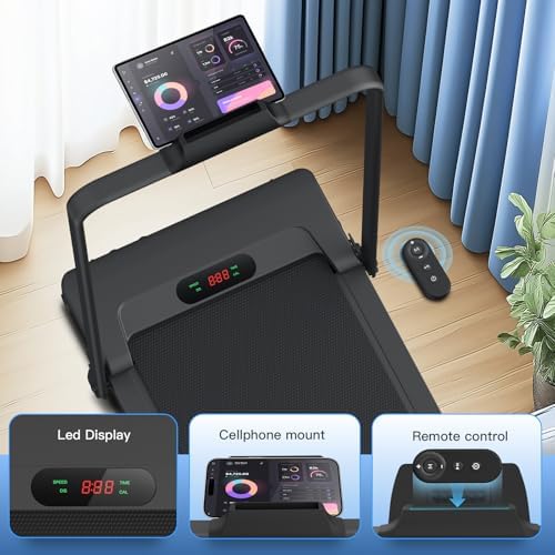 ANCHEER |0 HP Foldable Treadmill for Home Workouts with Handles | ANCHEER Portable Under Desk Treadmill with 12% Inclin