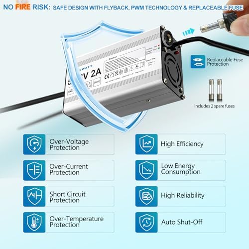 2A 5|6V Li-ion Battery Charger for Ebike & Scooter - Replacement with 6 Connectors Fast Charging 5|6V 2A Li-ion Battery
