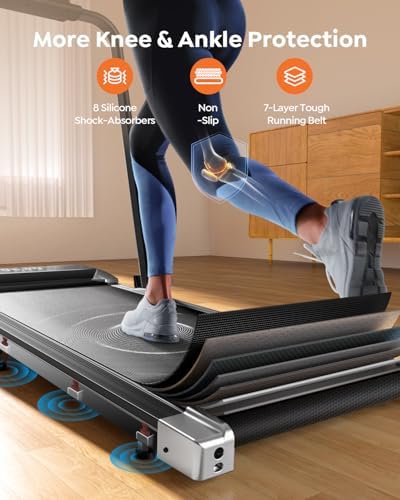 Portable Compact Under Desk Treadmill with App Remote Control and LED Display 2 in 1 Foldable Treadmill with Incline for