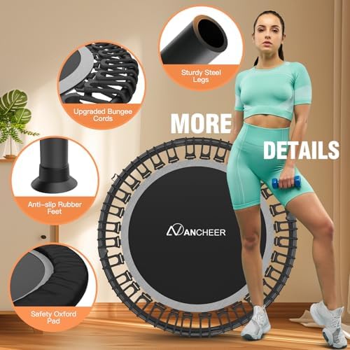 ANCHEER 450lbs Max Load Indoor Trampoline for Adults, Exercise at Home or in the Gym with 4 Level Adjustable Handle and