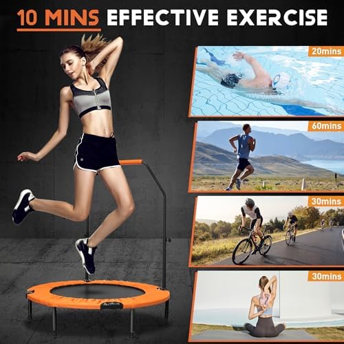 HYD-Parts 48" Mini Trampoline for Adults and Kids | Adjustable Bar | Indoor Fitness Trampoline | Max Load 440lbs HYD-Par