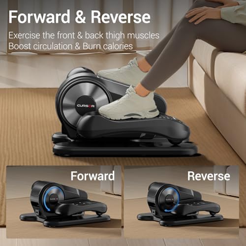 Under Desk Elliptical Machine for Home Office with Remote Control and Auto Mode | Mini Seated Pedal Exerciser with 12 S