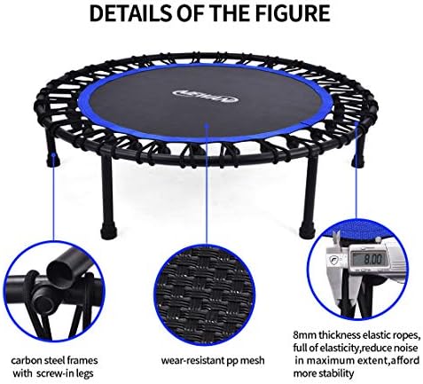 NEWAN Silent Mini Trampoline for Adults - 40" to 48" Diameter, Max Limit 330lbs, Silent Bungee Rebounder Jumping Cardio