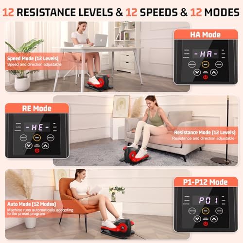 ANCHEER Elliptical Exercise Machine for Home Use, Electric Leg Exerciser for Seniors and Home Office | 12 Speeds Seated