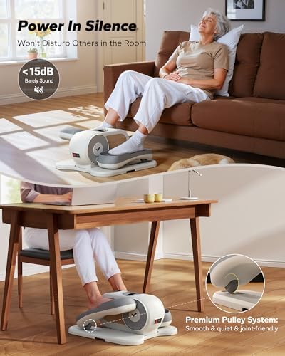 MERACH Under Desk Elliptical Machine for Seniors with Remote Control & 12-Speeds MERACH Quietest Portable Electric Sea