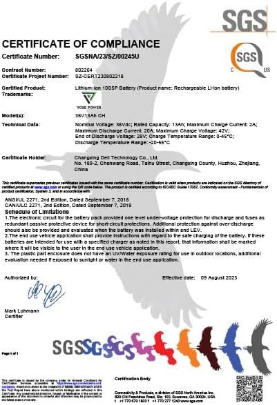 Yose 36V 13Ah 48V 13Ah Electric Bicycle Battery Down Tube Battery Safe Lock Led Indicator Light