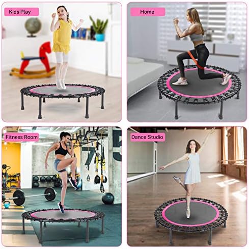 Mini Fitness Trampoline with Bungees - Stable & Quiet Rebounder for Adults