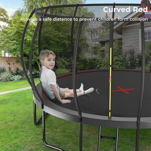 Lyromix 12-16FT Trampoline with Basketball Hoop and Lights for Kids and Adults | Lyromix Recreational Trampoline with S