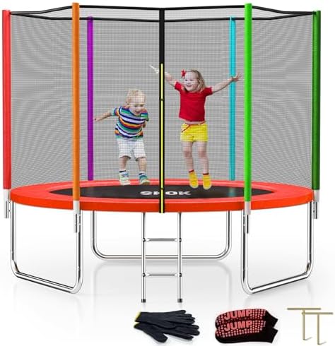 SKOK Kids Outdoor Trampoline, 400LBS ASTM Approved Net Trampoline, Kid Friendly, Outdoor Play, Durable and Safe, 12ft Di