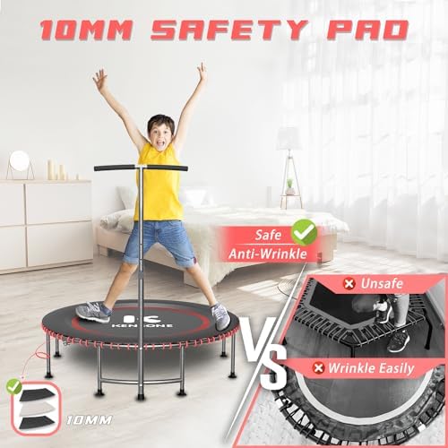 Low-Impact Rebounder Trampoline for Adults with Bungee, 450/550LBS | Quiet Mini Exercise Trampoline with Adjustable U/T