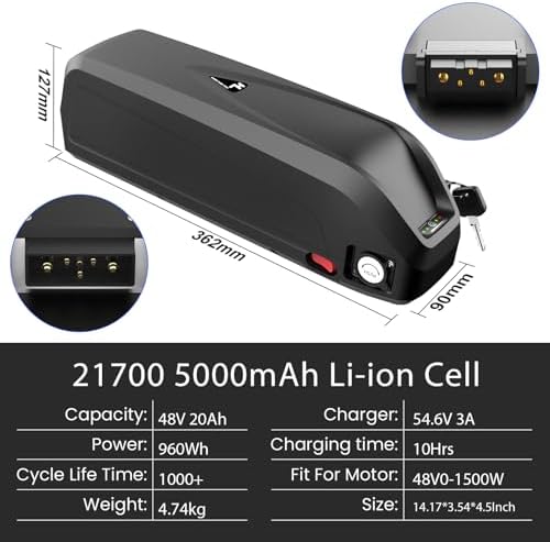 EXECYC UL Certificated 48V Lithium Ion Battery Pack for 48Volt Electric Bicycles Bafang Conversion Kit Front Wheel Use