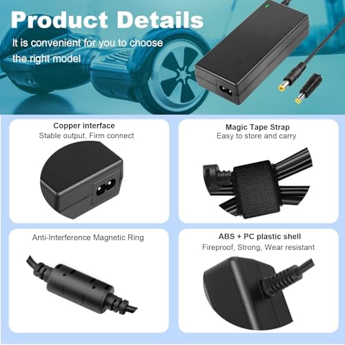 SGS Certified 42V 2A Charger for Gotrax Electric Scooters Compatible with GXL V2, G2, G3, G4, Apex, Glider, XR Elite, XR
