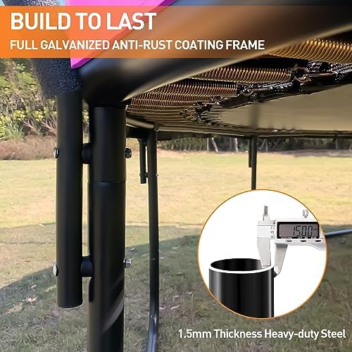 Tranpoline 1500LBS for Kids and Adults with Enclosure Net and Basketball Hoop