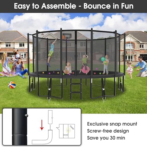 YORIN 16FT Tranpoline Outdoor with Basketball Hoop & Net YORIN 1500 LBS Tranpoline ASTM Approved for Kids and Adults YOR