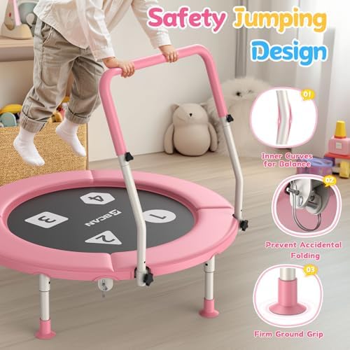 BCAN 36" Toddler Trampoline for Kids Ages 1-6: Safe, Foldable & Adjustable, Indoor & Garden Use, Gift for Boys and Girls