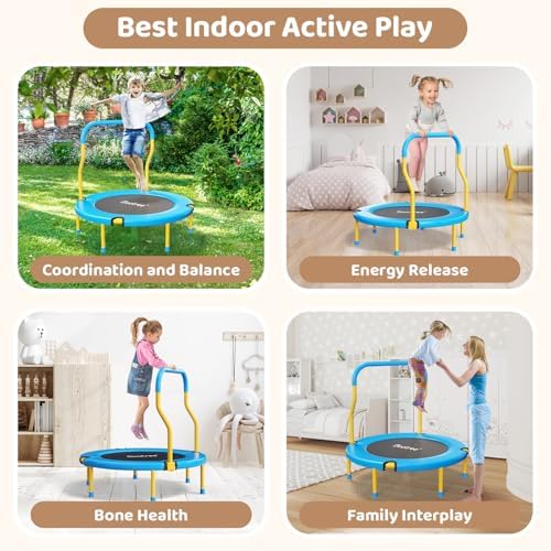 36 Inch Mini Trampoline for Kids, Indoor Outdoor Trampoline with Foam Handle, Max. Load 220 lb 36 Inch Mini Trampoline