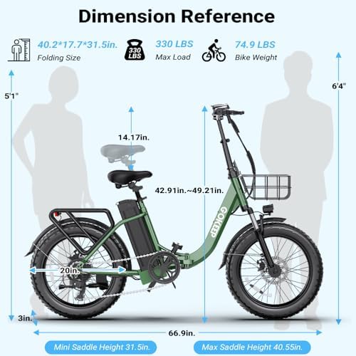 1300W Folding Electric Bike for Commuters, 75 Miles Range, 52V 13Ah Battery, Fat Tire & Suspension, 28MPH, UL2849 Certi