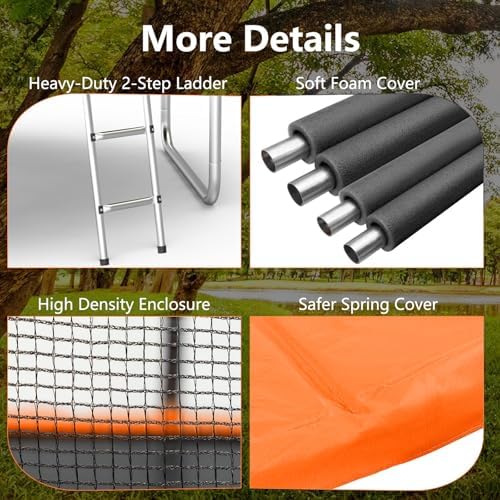 AOTOB Heavy Duty Trampoline with Safety Net and Hoop for Kids and Adults Outdoor Jumping