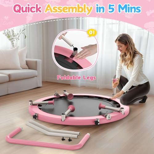 BCAN 36" Toddler Trampoline for Kids Ages 1-6: Safe, Foldable & Adjustable, Indoor & Garden Use, Gift for Boys and Girls