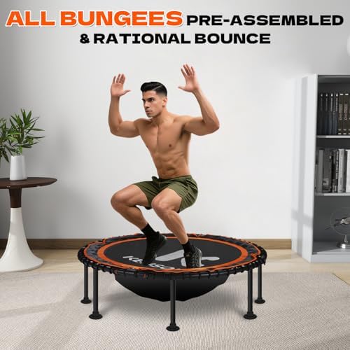 450/550 Lbs Quiet Indoor Mini Trampoline for Adults | Fitness Gym Workout | 40/48" Foldable Rebounder Trampoline with Bu