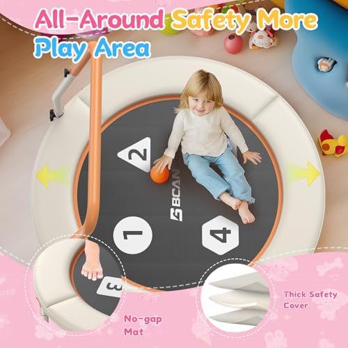 BCAN 36" Toddler Trampoline for Kids Ages 1-6: Safe, Foldable & Adjustable, Indoor & Garden Use, Gift for Boys and Girls