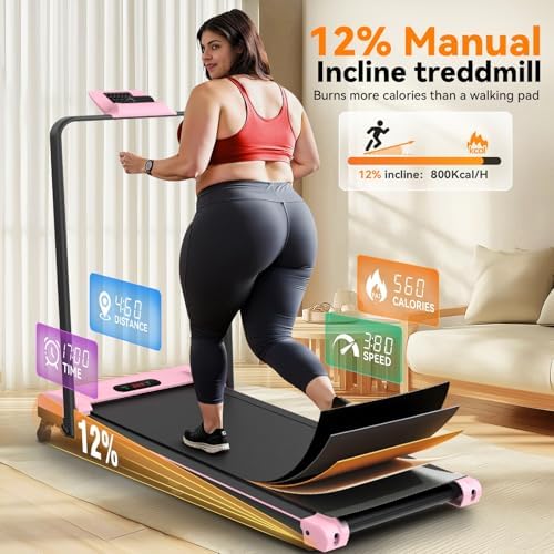 ANCHEER Quiet Portable Desk Treadmill for Home Gym, |0HP 12% Incline Walking Treadmill with LED Screen and Handles ANCHE