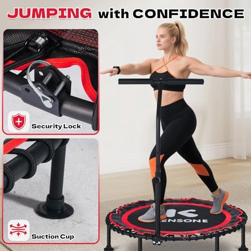 450/550 Lbs Quiet Indoor Mini Trampoline for Adults | Fitness Gym Workout | 40/48" Foldable Rebounder Trampoline with Bu
