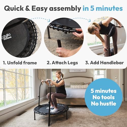 JUMPZYLLA Fitness Rebounder Trampoline for Adults - Indoor/Outdoor Exercise | JUMPZYLLA Mini Trampoline for Adults - Ba