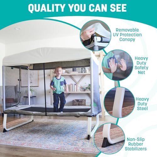 Skywalker 6x4FT Kids Mini Trampoline - Durable Steel Frame for Toddlers & Kids | Skywalker 6x4FT Kids Mini Trampoline -