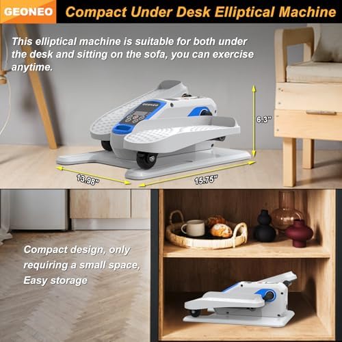Under Desk Elliptical Machine, Quiet & Small Electric Seated Pedal Exerciser for Senior, Featuring Remote Control & 12 A