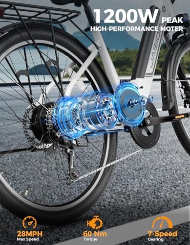 Jasion Roamer ST Electric Bike for Adults, 62Miles & 28MPH Max Speed, Front SuspensionWomen E Bike