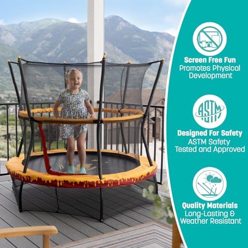 Skywalker Trampolines No-Spring Design Mini Trampoline for Kids and Toddlers 60" Enclosure Net Skywalker Trampolines No-