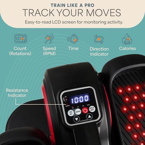 Lifepro Quiet Elliptical Exercise Machine for Seniors & Adults, Seated Pedal Exerciser, Home & Office Use, Portable Red