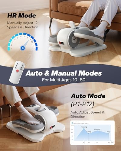 MERACH Under Desk Elliptical Machine for Seniors with Remote Control & 12-Speeds MERACH Quietest Portable Electric Sea