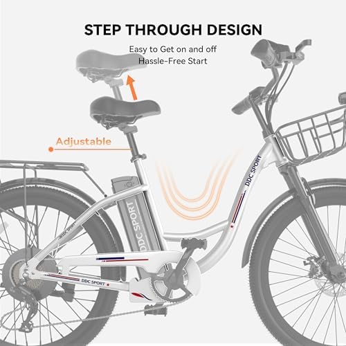 Peak 700W Motor Electric Bike for Adults, Commuter E-Bike, 7-Speed, 45Miles Range 20MPH Electric Bike for Women/Men/Teen