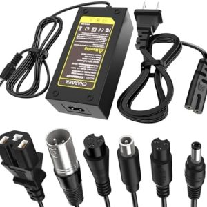 Pinkind 36V Lithium-ion Battery Charger Replacement for 42V 2A Scooter Charger, 7 in 1 Plugs Universal, Suitable for Raz