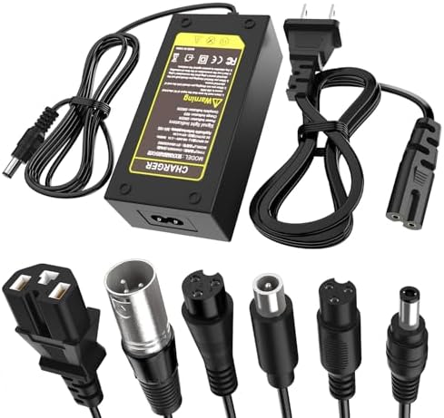 Pinkind 36V Lithium-ion Battery Charger Replacement for 42V 2A Scooter Charger, 7 in 1 Plugs Universal, Suitable for Raz
