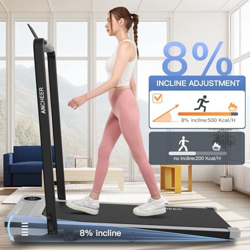 ANCHEER Under Desk Treadmill with Incline and Handle Bar for Home Office | ANCHEER 4 in 1 Folding Treadmill with LED Di
