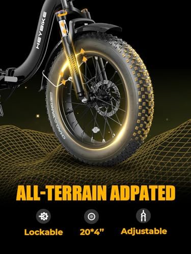 Heybike Ranger Electric Bike for Adults, Peak 1400W Motor Ebike, 28MPH Folding Step-Thru E Bike with Front Suspension