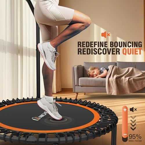 Ancheer Bungee Rebounder Trampoline, Foldable Fitness Trampoline with Resistance Ropes, 450-550LBS Capacity, Safe for Ho