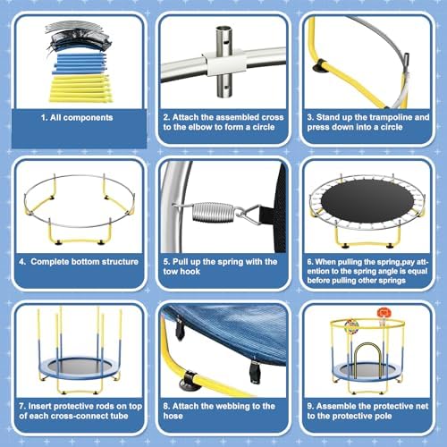 Indoor Trampoline 6FT for Kids, Safety Net & Hoop, Ages 1-8 Gifts