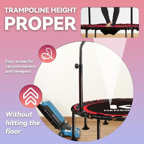 450/550 Lbs Quiet Indoor Mini Trampoline for Adults | Fitness Gym Workout | 40/48" Foldable Rebounder Trampoline with Bu