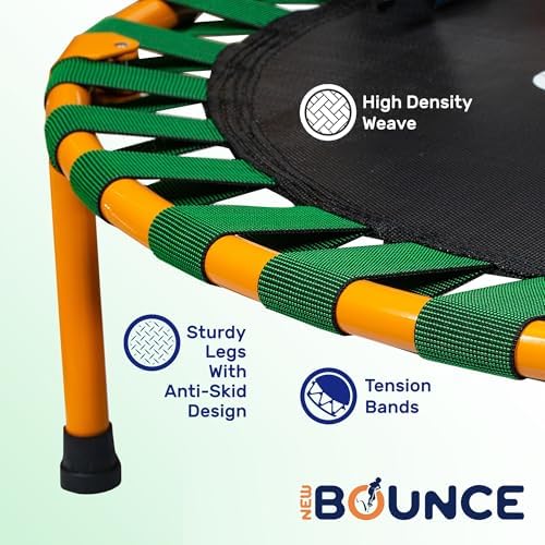 New-Bounce Mini Trampoline - Foldable for Children and Adults - Fitness Rebounder Holds Up to 220 Lbs New-Bounce Mini