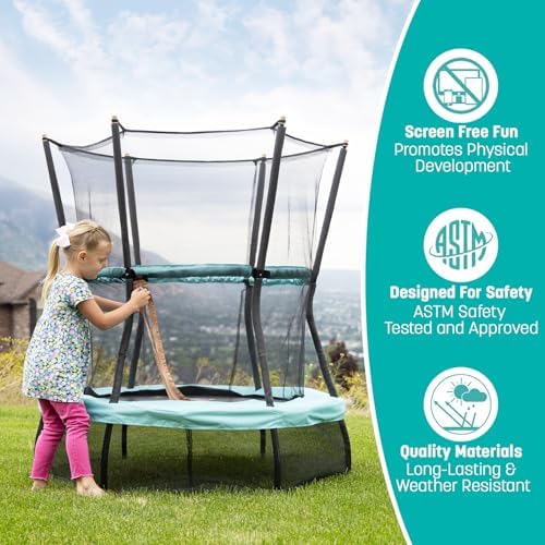 Skywalker Trampolines No-Spring Design Mini Trampoline for Kids and Toddlers 60" Enclosure Net Skywalker Trampolines No-