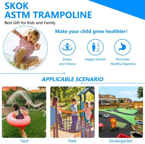 SKOK Kids Outdoor Trampoline, 400LBS ASTM Approved Net Trampoline, Kid Friendly, Outdoor Play, Durable and Safe, 12ft Di