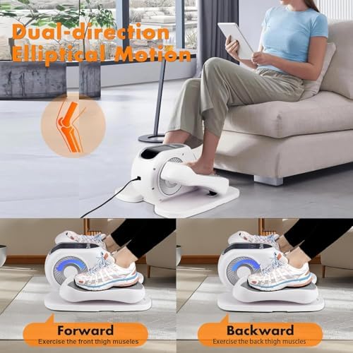 Zakle Electric Elliptical Machine for Home Office Users, Quiet Seated Pedal Exerciser with Remote Control and 12 Speed L