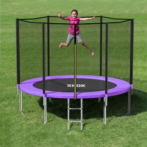 SKOK Kids Outdoor Trampoline, 400LBS ASTM Approved Net Trampoline, Kid Friendly, Outdoor Play, Durable and Safe, 12ft Di