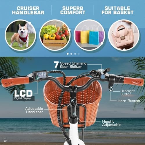 ANCHEER 26'' Electric Bike for Adults, Peak 750W, Up to 50 Miles Step Through Commuter Ebike | ANCHEER 48V/374Wh Batter